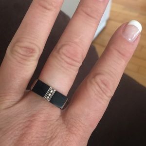 Black onyx sterling silver ring size 8